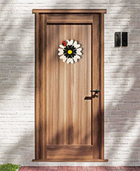 White and Black Daisy with Ladybug Wooden wall or door hanger