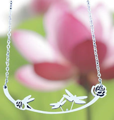 Stunning handmade dragonfly necklace in stainless steel with delicate chain, made in the USA - a perfect touch of elegance.