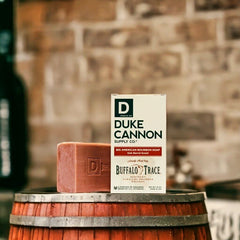 Indulge in premium men's bourbon soap, a made-in-America bourbon bar soap with a rich, distinctive oak barrel aroma. Array