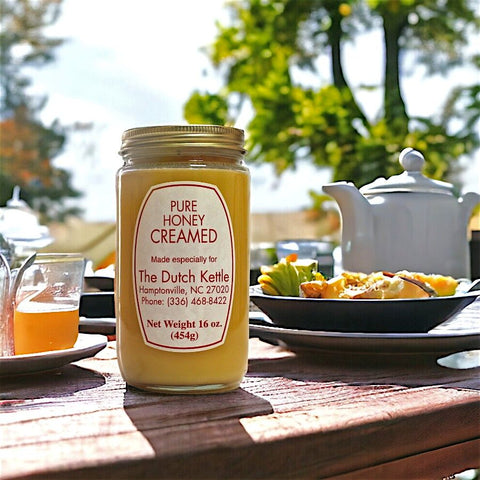 Experience pure delight with creamed honey from The Dutch Kettle. Taste the authenticity of Amish honey straight from North Carolina.