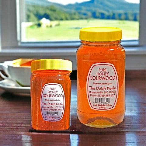 Pure Sourwood Honey from the Dutch Kettle available in 16 or 32 oz jars at Harvest Array