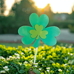 Classic Green and Moss Shamrock Duo Garden Stake at Harvest Array