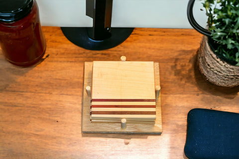 Discover handmade coffee table coaster sets, large American-made wooden coasters with holder, perfect for any decor. Shop patriotic craftsmanship!
