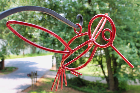 Red Powder Coated Hanging Hummingbird