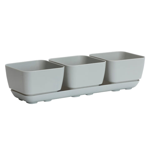 Gray Herb & Succulent Trio Planters are made with recycled materials.  Two colors to choose from.