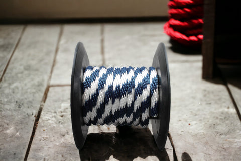 Navy and White Solid Braided Multifilament Polypropylene Rope From Troyers Rope