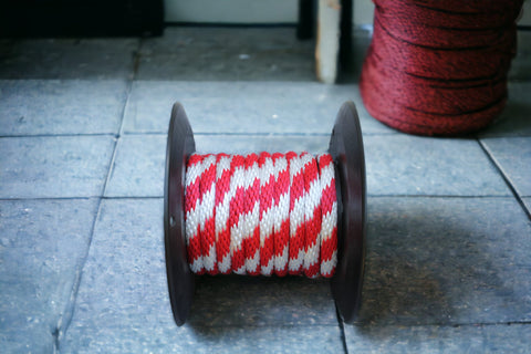 Red and White Solid Braided Multifilament Polypropylene Rope