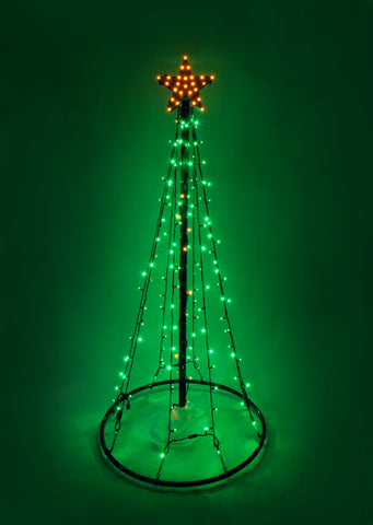 Outdoor green and yellow tractor LED Christmas tree