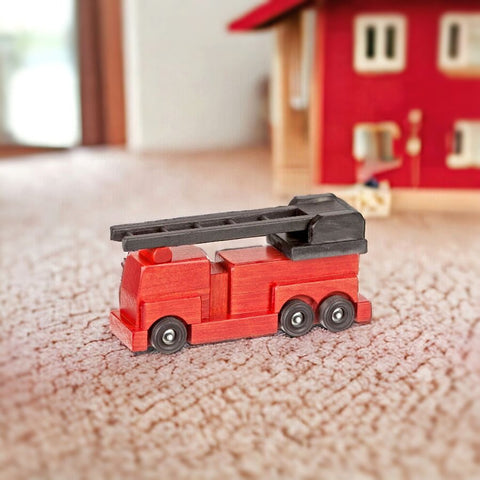 Amish Made Small Red Wooden Firetruck Toy