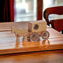 Small Amish Made Wooden Horse and Buggy Playset