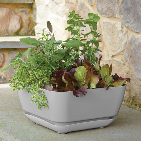 Large Garden Planters are made with recycled materials in a durable white resin finish