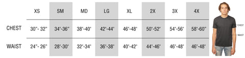 Sizing chart for men