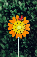 Orange and yellow daisy garden stake