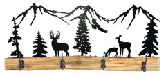 Elevate your mud room with our 38 inch wall mounted coat rack featuring rustic wildlife scenes.