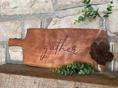 Cherish your occasions with a custom engraved charcuterie board, the perfect made in the USA farmhouse kitchen table decor & wedding gift.