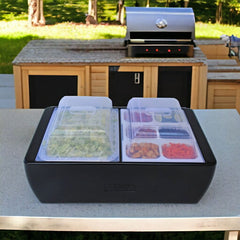 Deep Black Dubler Party Cooler includes lids to keep bugs out.