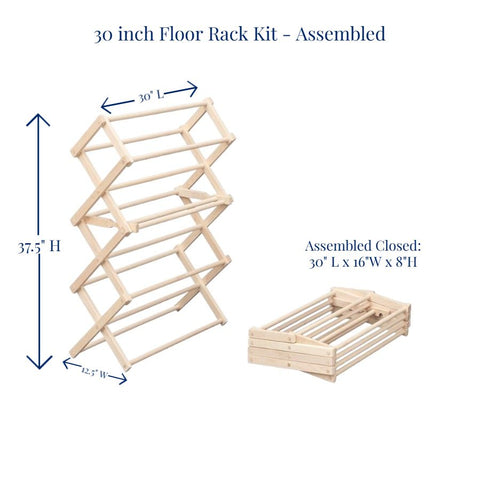 30 Inch Floor Standing Clothes Rack Kit Open and Closed