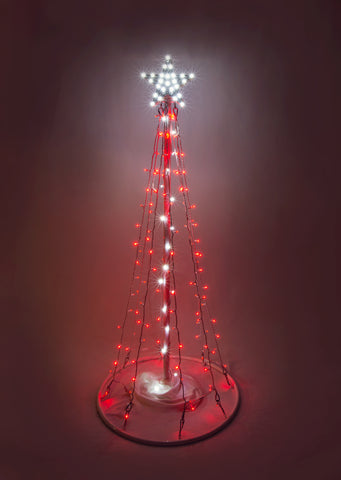 Red and White Outdoor LED Christmas Tree