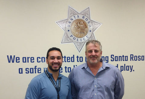 Temple Massager Founder Joe presenting to the Santa Rosa Police