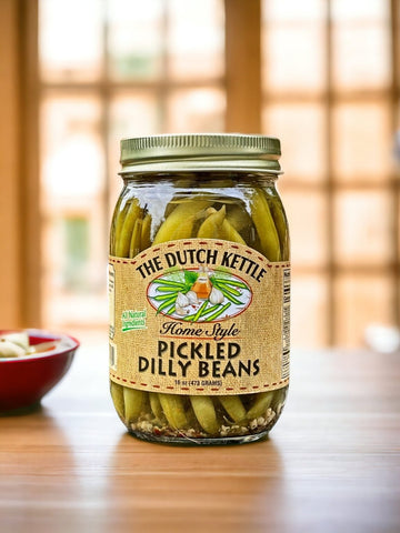Discover healthy snack options with our homemade pickled green beans. Ideal for charcuterie boards or as wholesome snacking options.