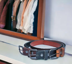Handmade Men's Solid Leather Belt - 1 1/2 Inch Wide