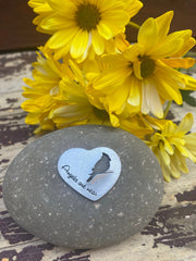 Angels Are Near - Pewter Heart on Rock Memorial Stone