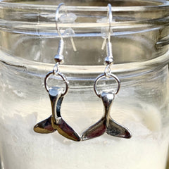 Antique Silver Whale Tail Earrings