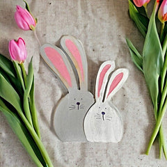 Handmade Wooden Bunnies Decoration for Spring/Easter