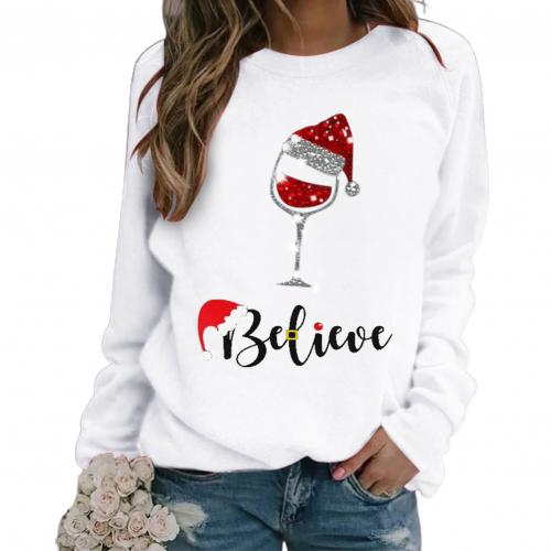 Glitter Sequin Santa Wine Christmas Sweatshirt - Plus Size