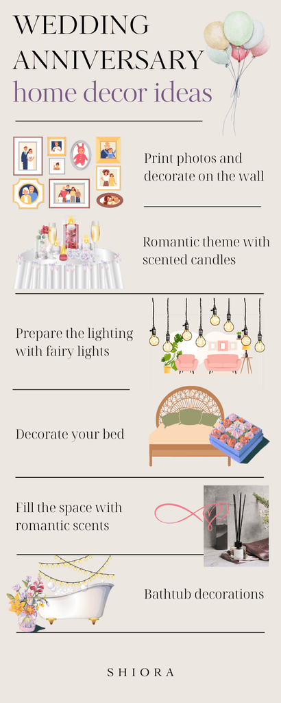 10 Simple Wedding Anniversary Home Decor Ideas Infographic