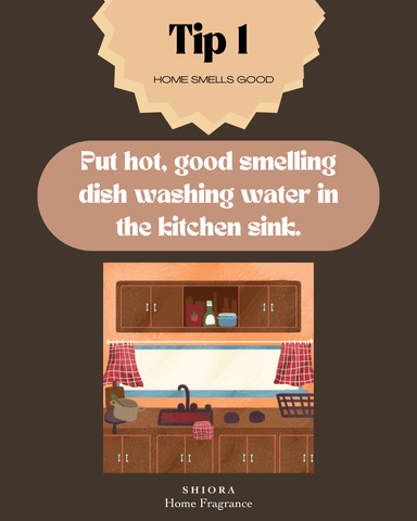 SHIORA Blog - 5 tips & tricks to quickly make your home smell fabulous for last minute guest visit: tip 1 put hot, good smelling dish washing water in the kitchen sink