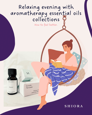 Relaxing evening with aromatherapy essential oils collections