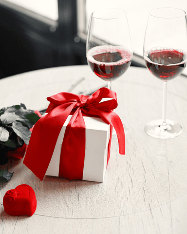 red wine with nice white giftbox 