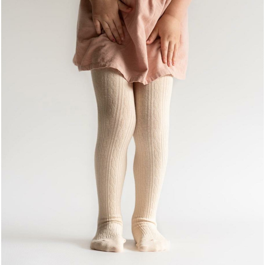 Cable Knit Tights (Vanilla) Ever Baby Boutique