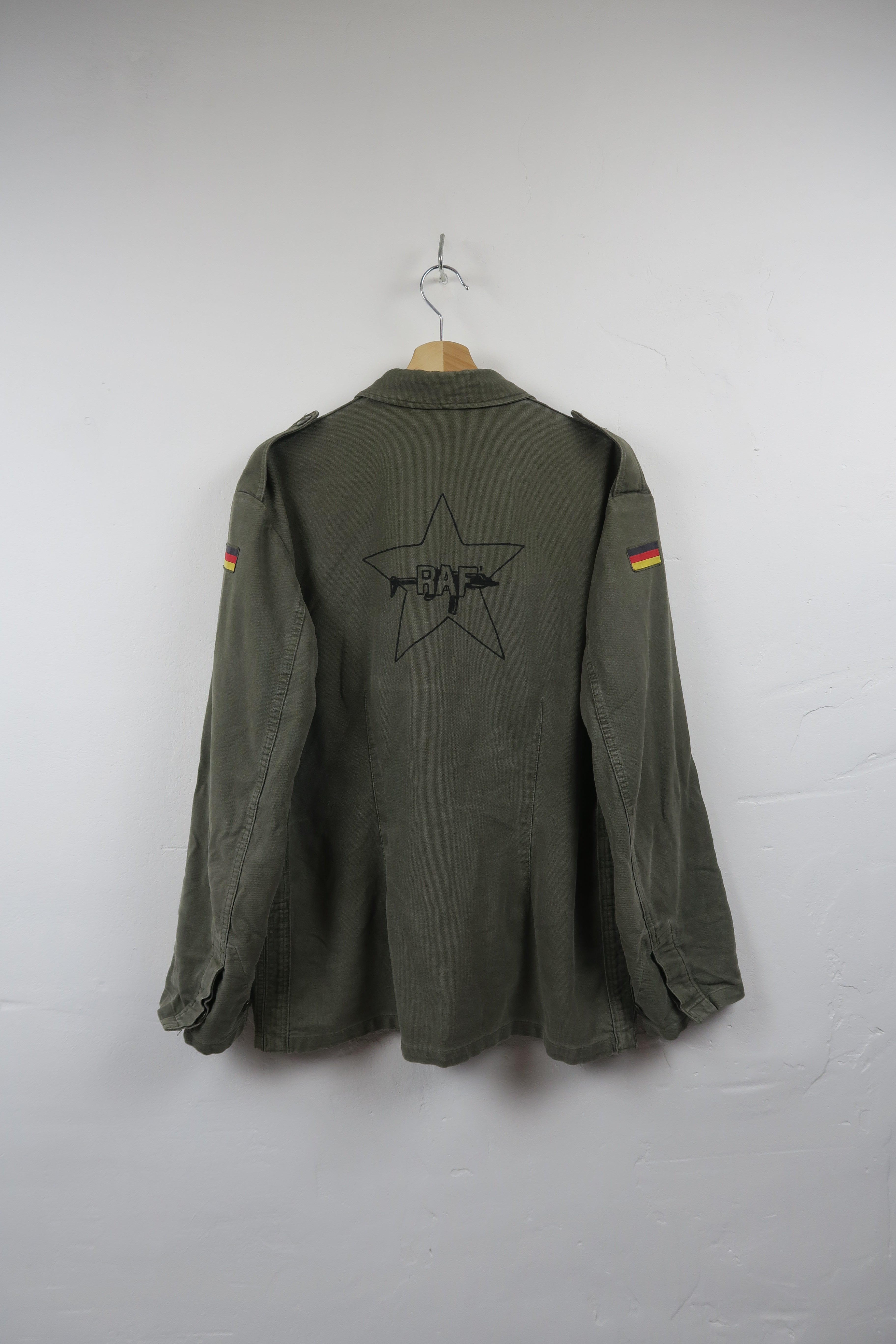 image of 1980s German field jacket with RAF drawing