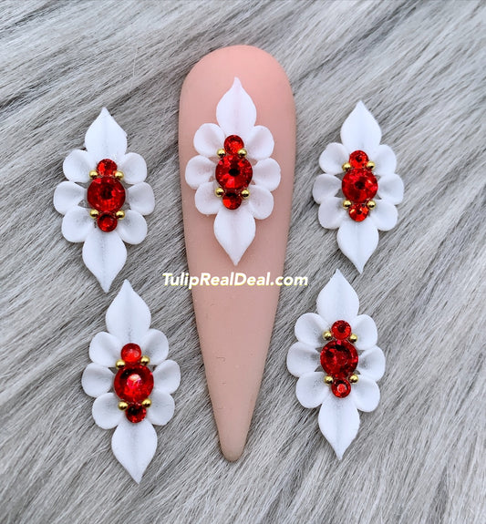 PLAIN HANDMADE 3D WHITE Acrylic Flowers XL Petal nail charms – Tulip Real  Deal