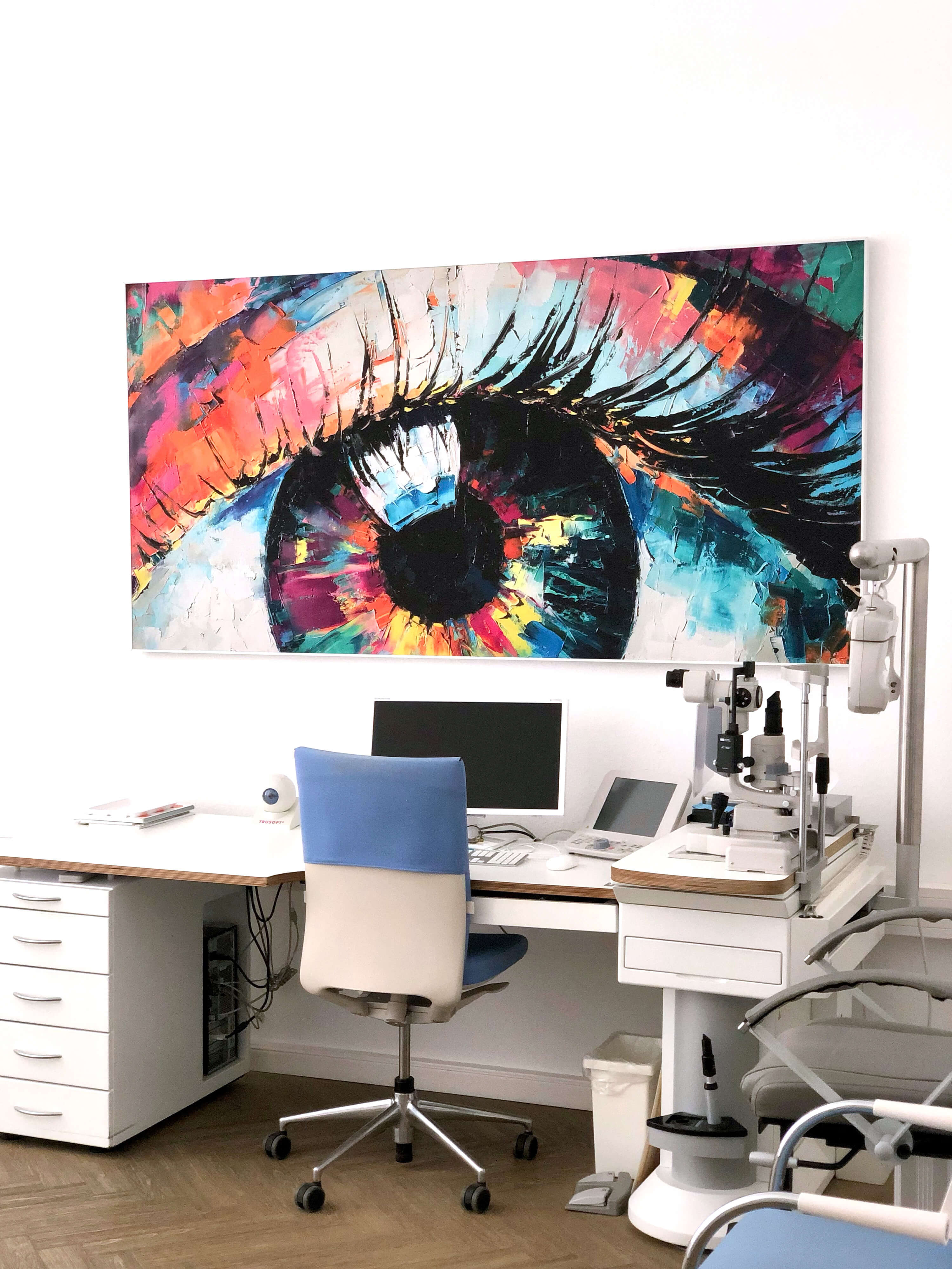 Akustikbild für die Wand Motiv Pop Auge in einer Arztpraxis