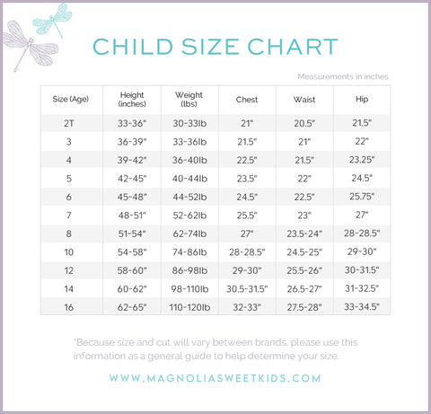 Sizing Charts – Magnolia Sweet Kids