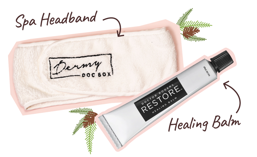 spa headband from Dermy Doc Box to keep your hair off your face while cleansing or applying makeup