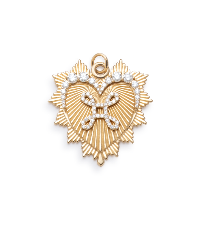 18K Yellow Gold Four Heart Clover Mini Medallion with Diamond – FoundRae