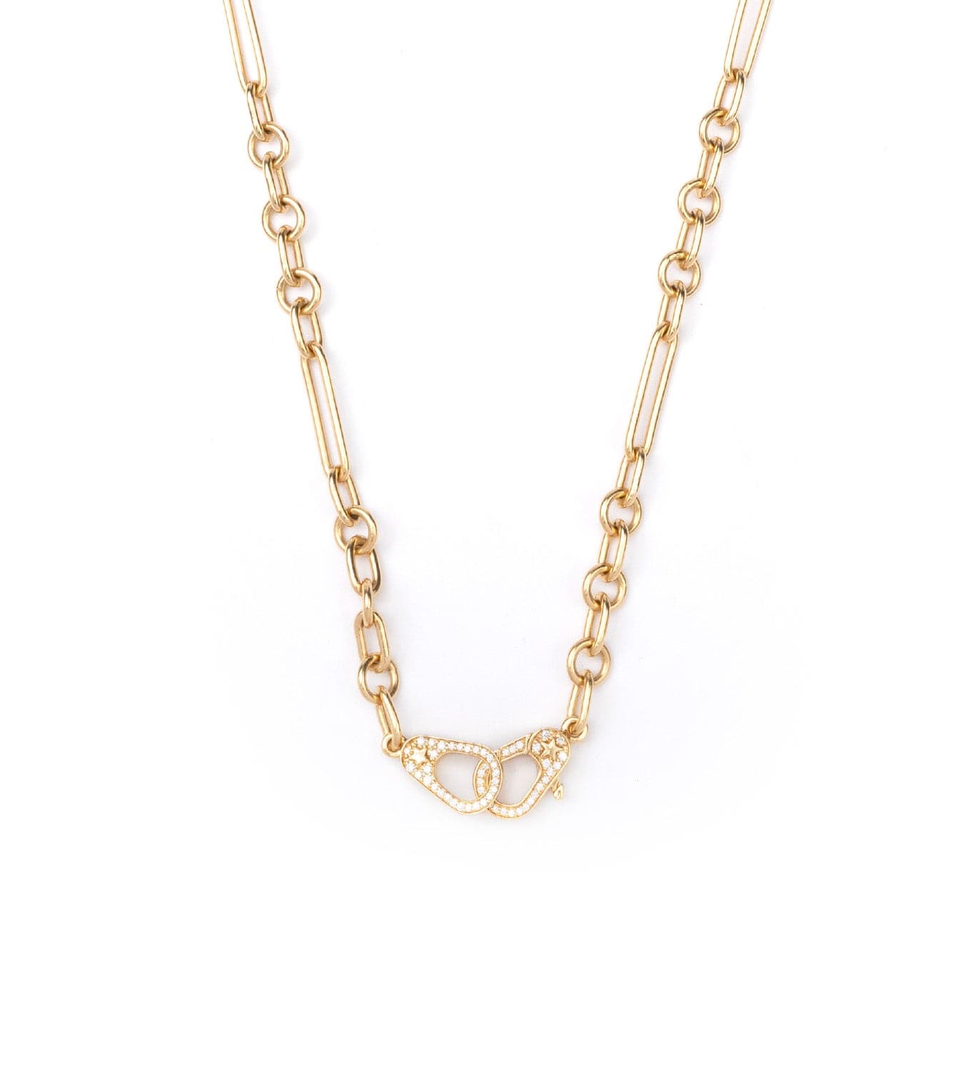 Foundrae Small Mixed Clip Chain Diamond Sister Hook Necklace