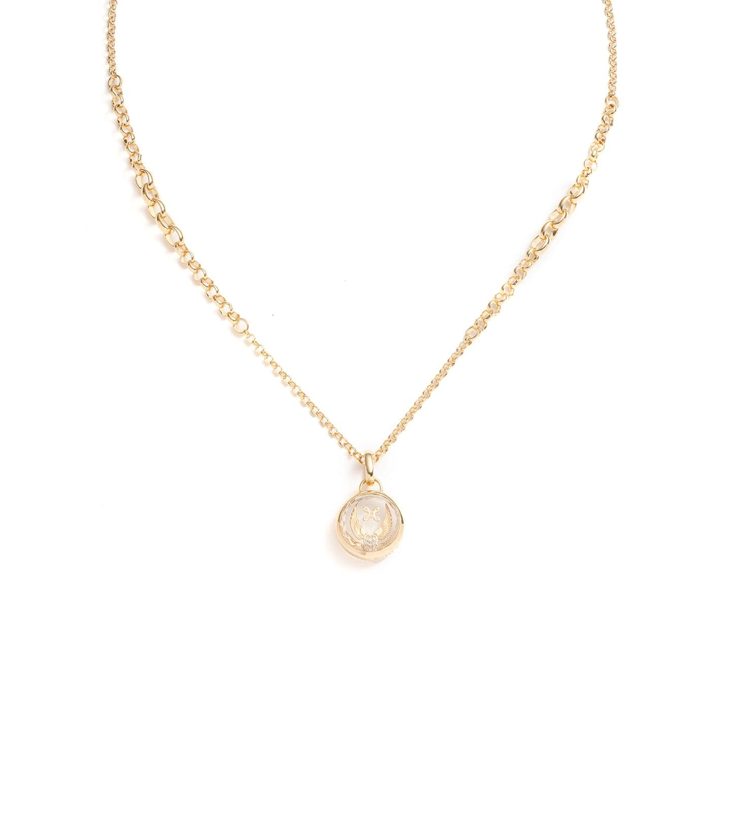 18K Yellow Gold Pear & Pave Chain Necklace & Medallion with