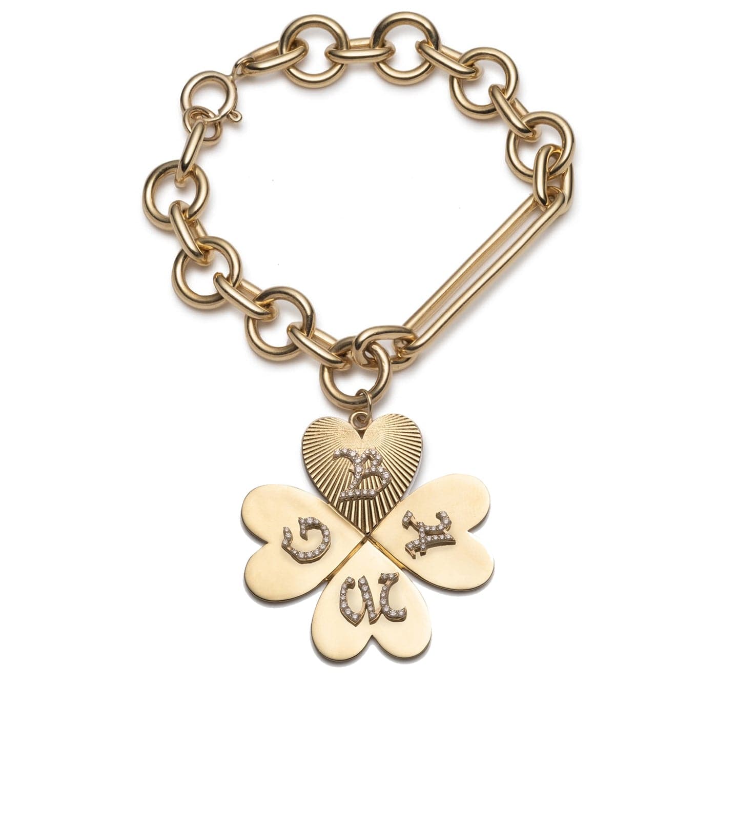 18K Yellow Gold Four Heart Clover Mini Medallion with Diamond – FoundRae