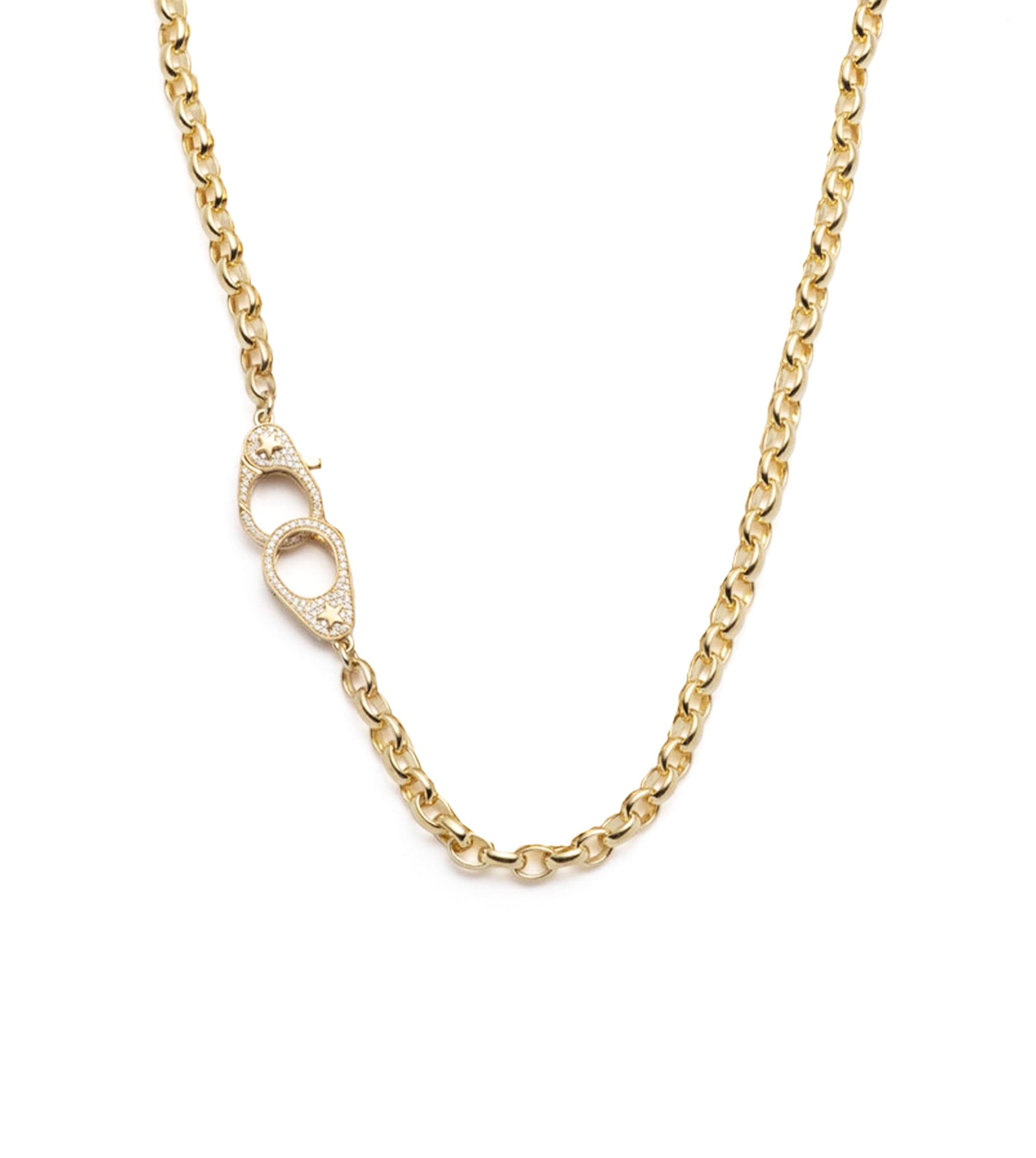 Foundrae | Flexible Extension Heavy Belcher Chain Necklace with Triple Annex Link 18K Yellow Gold Size 4mm | Pave