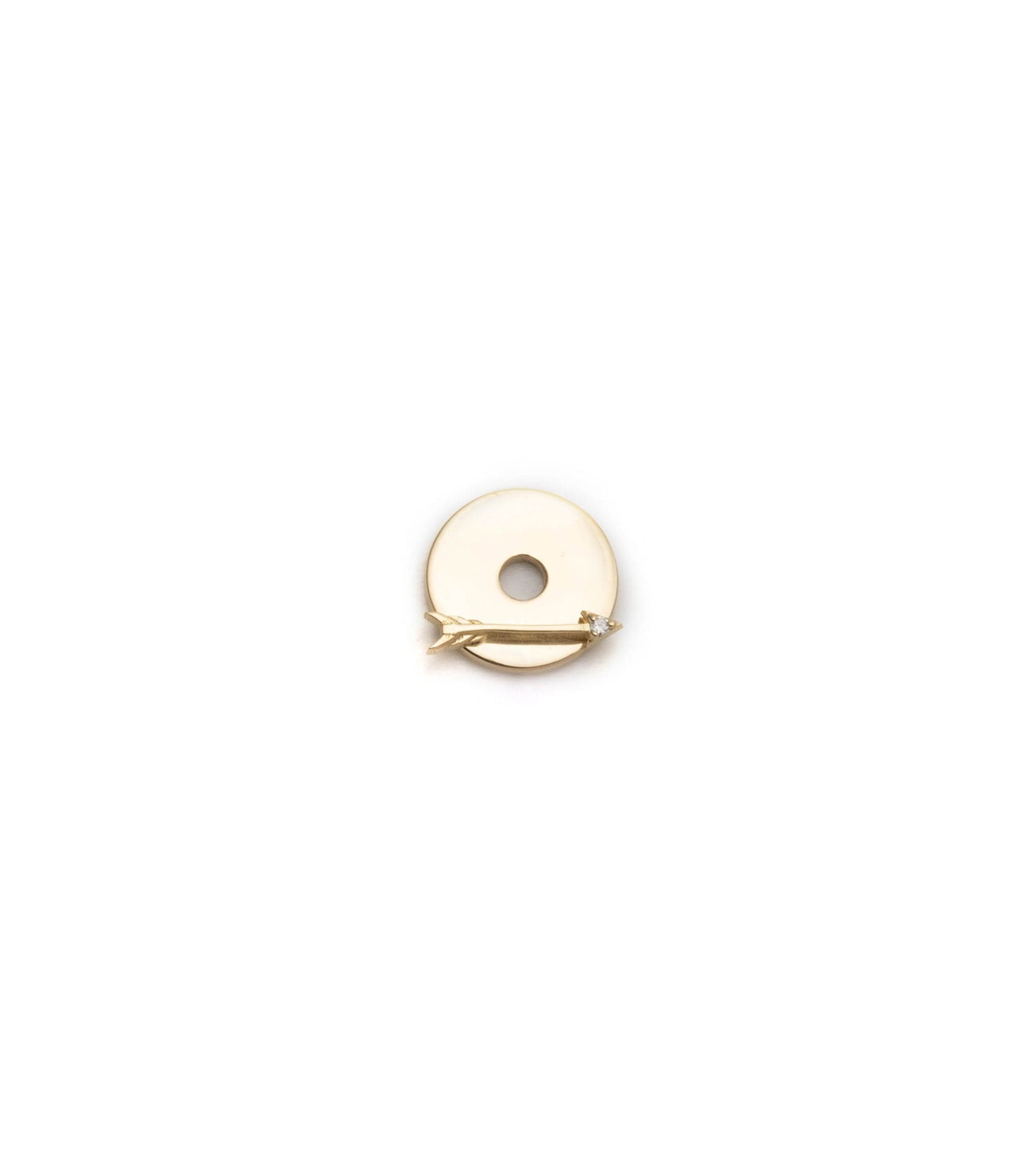 Foundrae | Spade Reverie Gold Symbol Disk Petite Chubby Fob Earring 18K Yellow Gold Size 14mm