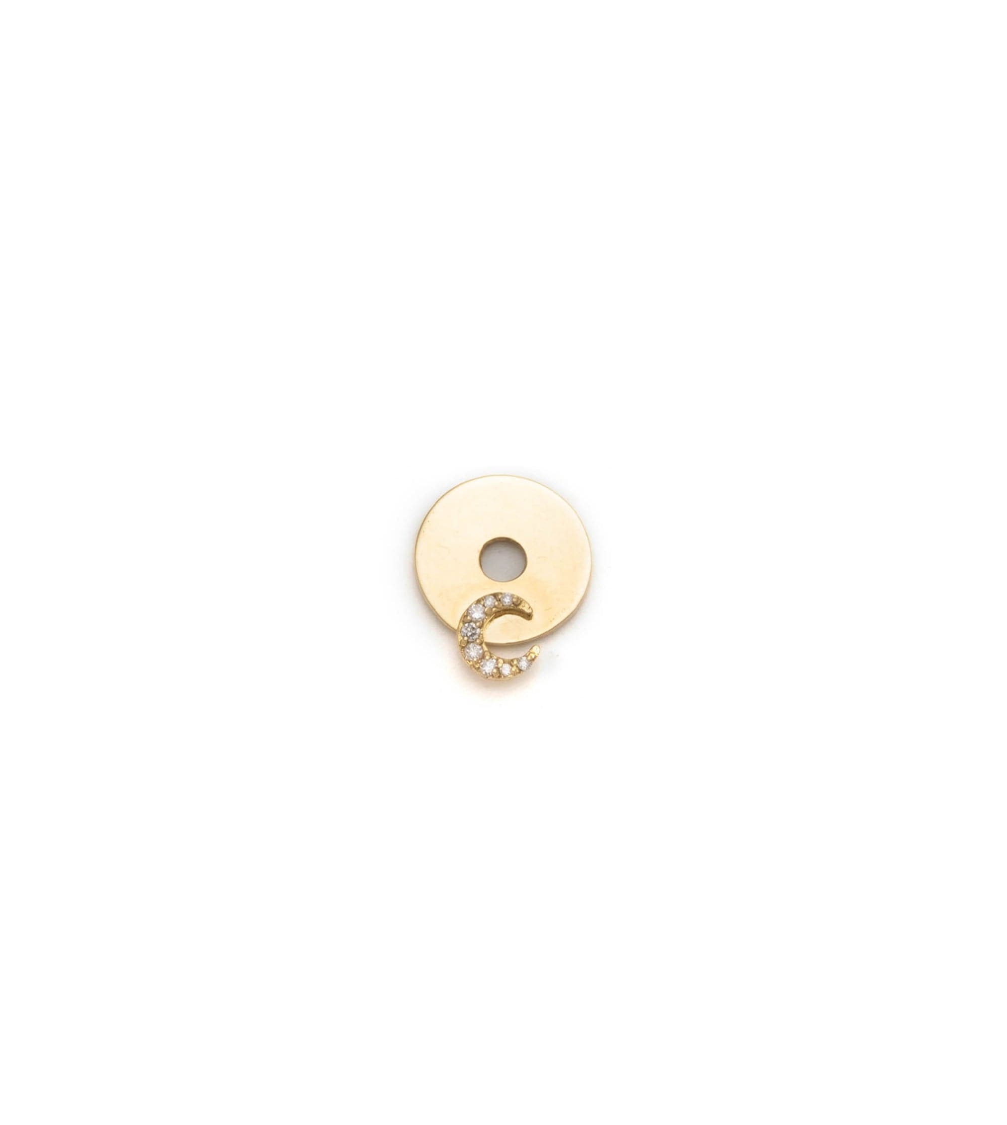 Foundrae | Spade Reverie Gold Symbol Disk Petite Chubby Fob Earring 18K Yellow Gold Size 14mm