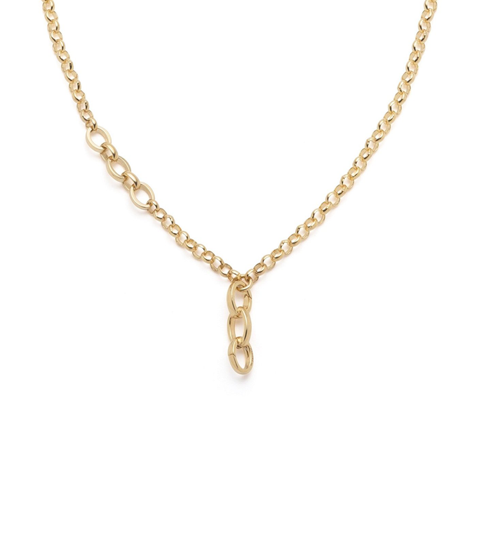 Foundrae | Flexible Extension Heavy Belcher Chain Necklace with Triple Annex Link 18K Yellow Gold Size 4mm | Pave