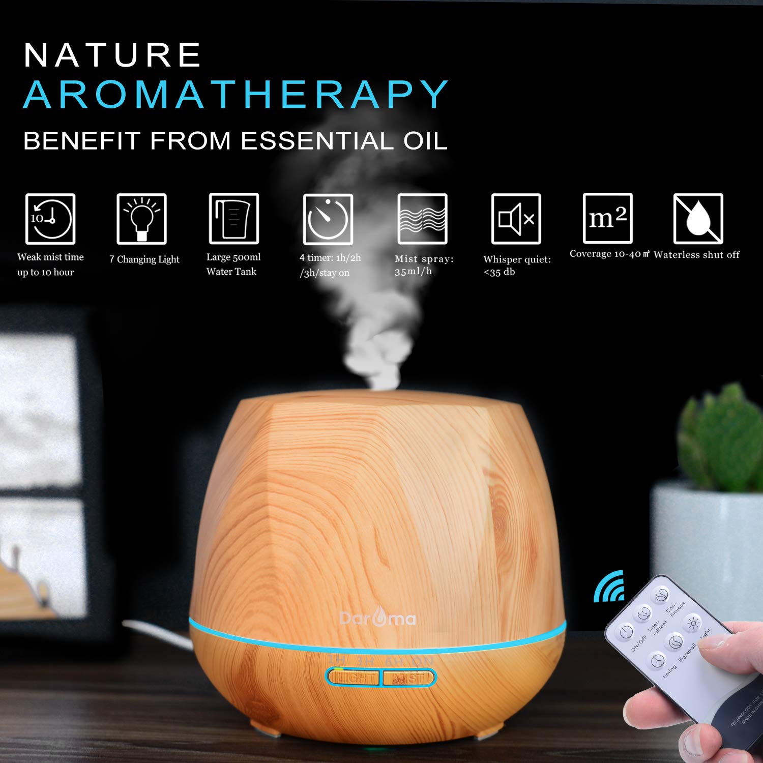 6 IN 1 Aromatherapy Diffuse Light Wood – Daroma™ Natural Wellness
