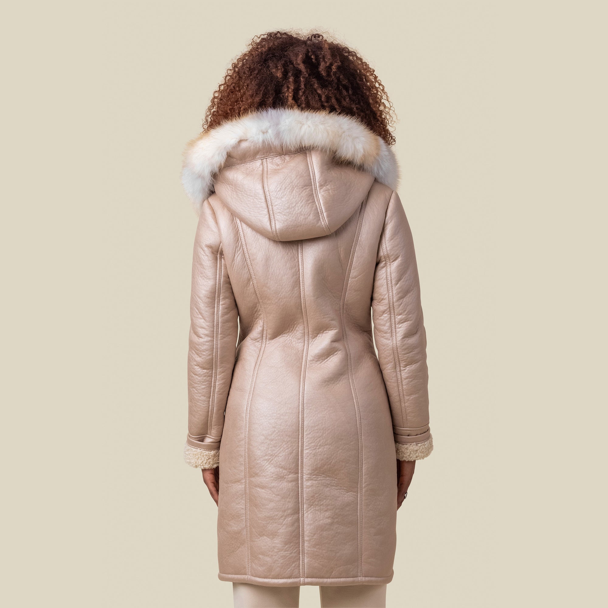 Adora Light Zip White Fur Coat Fox Hood - MarcoPolo NY