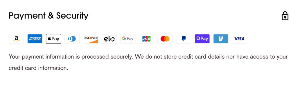 Payment & Security icons (Accept all major credit card providers)
